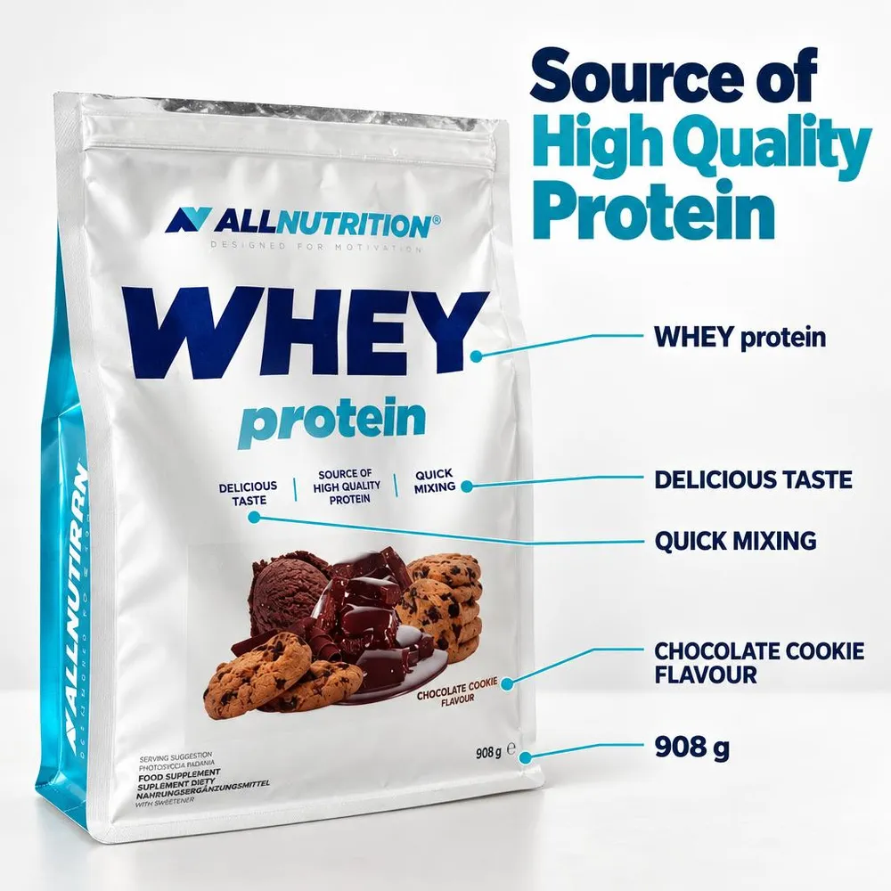 Whey infographic with callouts to the label